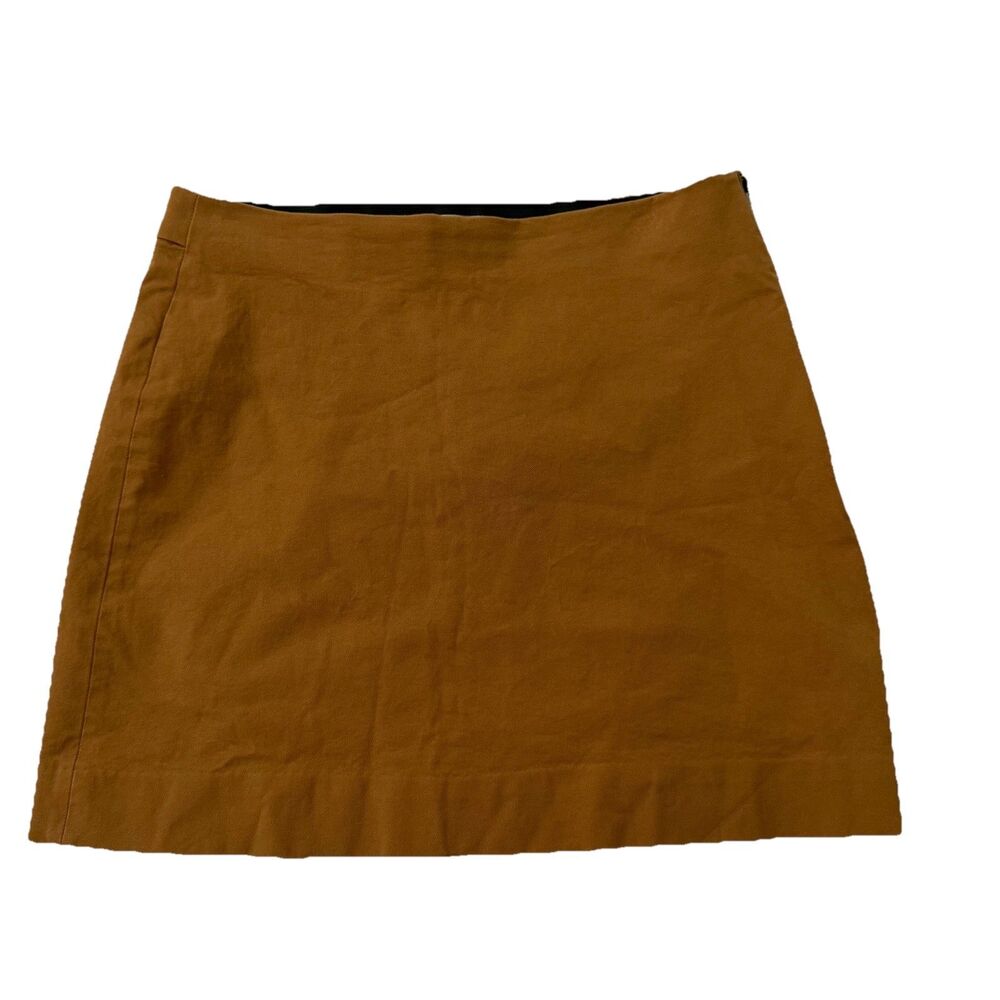Everlane Mini Skirt Womens 10 Brown Side Zip Stretch Casual Work Office Cotton